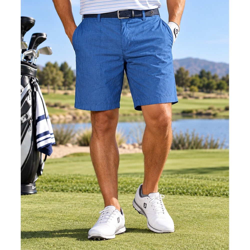PGA Tour Golf Shorts Men 38 Blue Heathered Stretch Performance Activewear